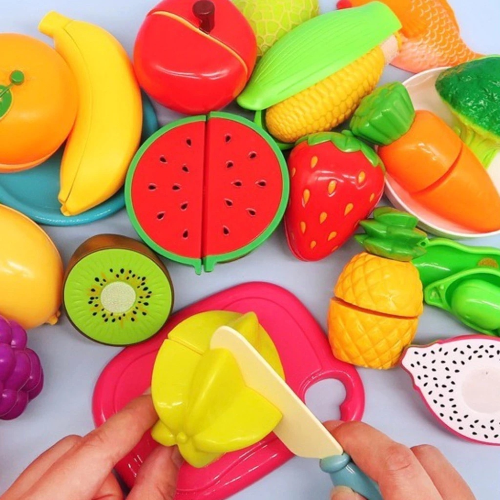 Brinquedo Educativo Frutas e Verduras - Corta e Cola, Estimula Imaginação e Coordenação