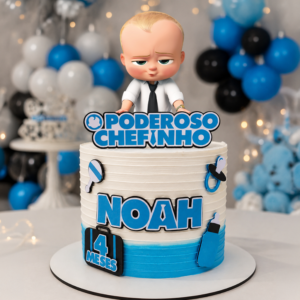 Topo de Bolo 3D Poderoso Chefinho Personalizado | Mesversário e Aniversário