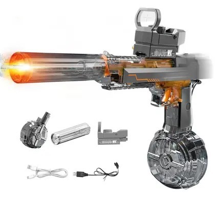 Pistola De Água Enjoying Fun Mira Silenciador Led Automatica Brinquedo Arma Lançador