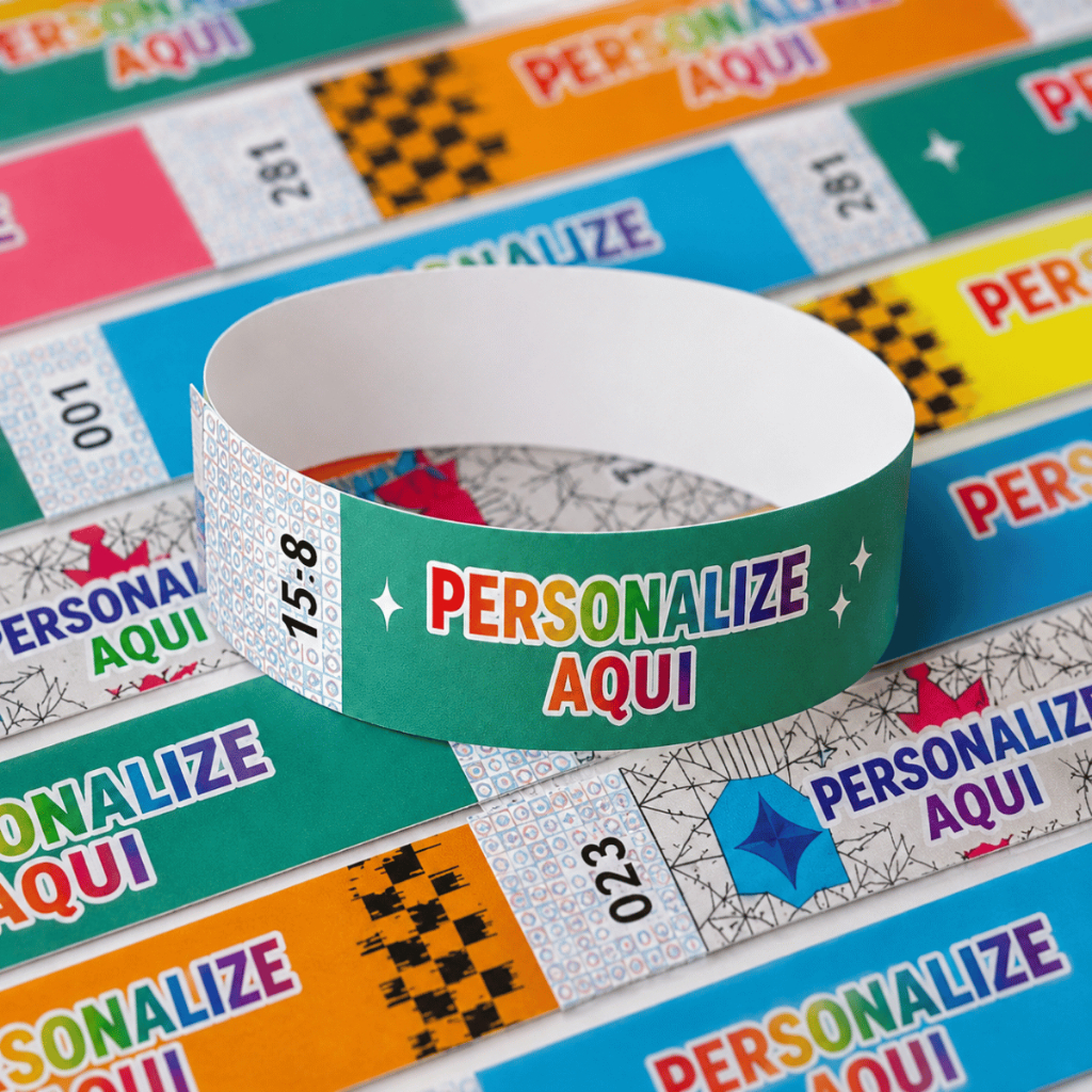 Kit 50 Pulseira Impressão Colorida Personalizadas Identificação Para Eventos Baladas Show Festas