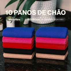 Kit 10 Pano Microfibra 60x80 Chão Carro Estética Automotiva Secagem Alta Absorção