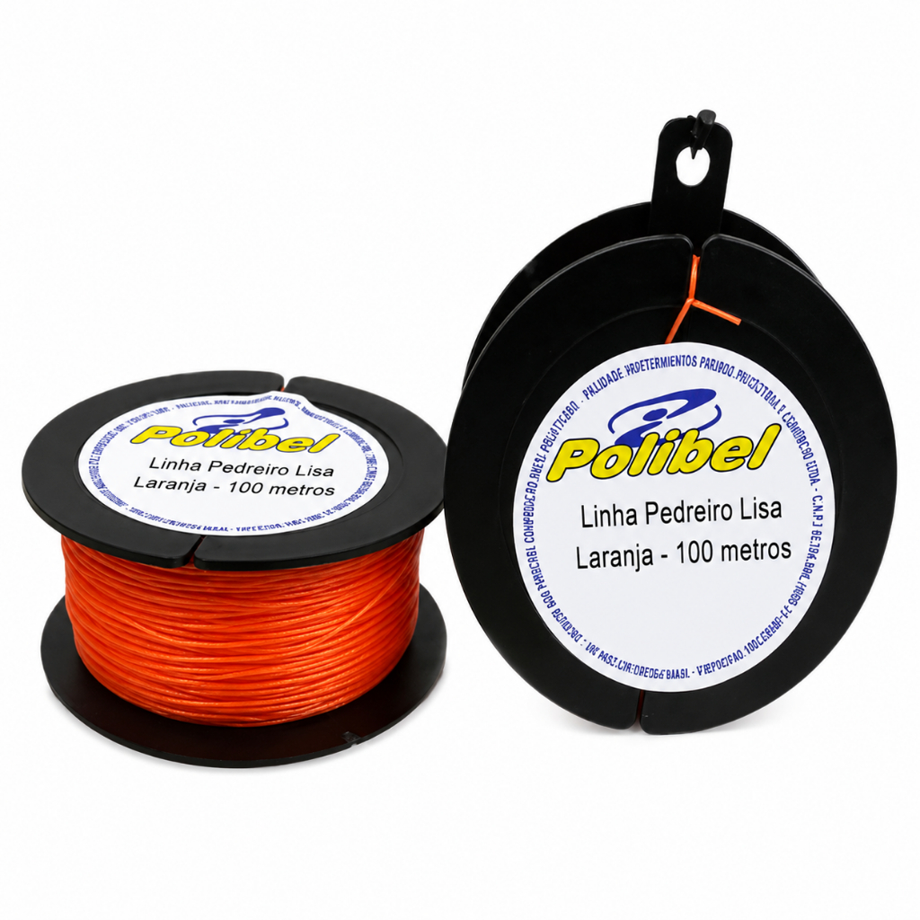 Linha Para Pedreiro | Polibel | 1 Fio | Laranja | 100 Metros | Alta Resistência | Construção Civil