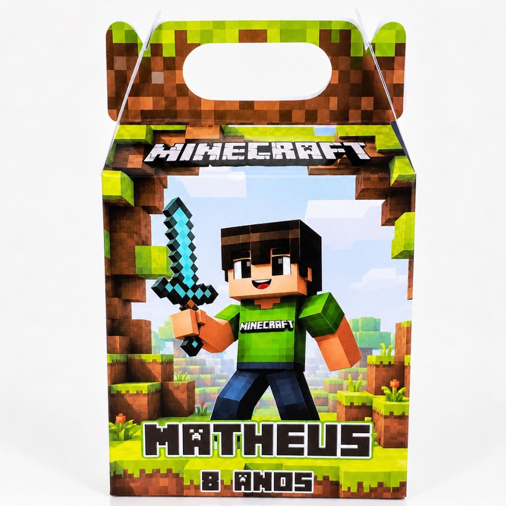 Caixa Maleta / Maletinha Minecraft  Personalizada Lembrancinha Festa Infantil Aniversário