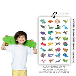 Tatuagem Temporária Infantil DINOSSAUROS kit de cartelas menino - brindes para aniversário infantil