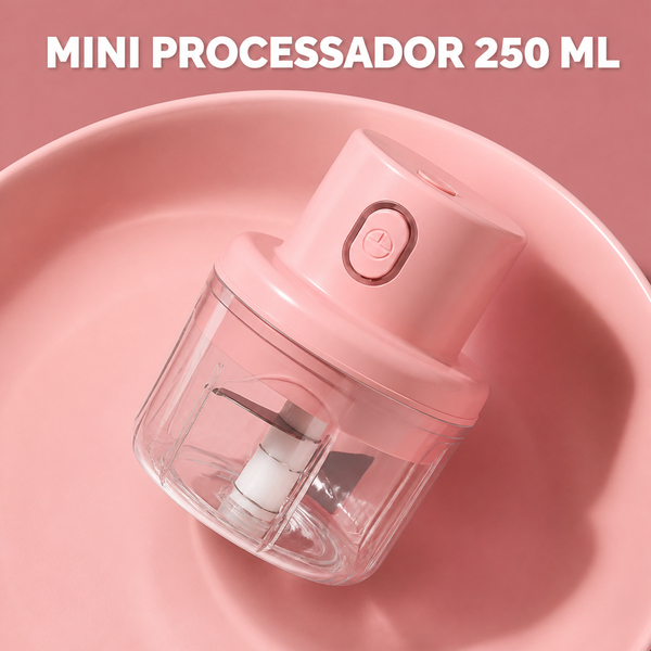 Mini Processador Elétrico Portátil 250 ml para Alho Cebola Temperos Legumes e Carnes Uso Rápido na Cozinha no Dia a Dia