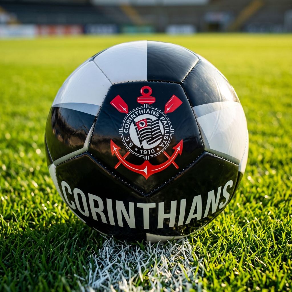 Bola Oficial Campo Corinthians Preta Licenciada Costurada 