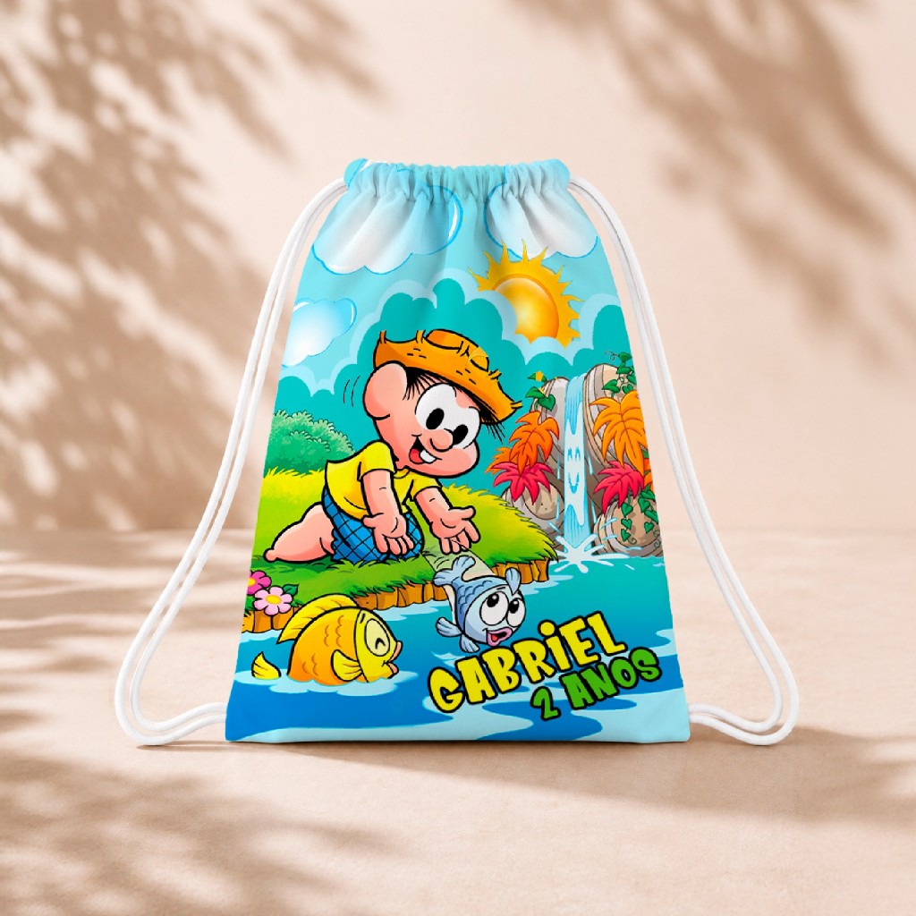 10 Mochila Personalizada 18x26 Sacolinhas Festa Aniversário Lembrancinha Chico Bento