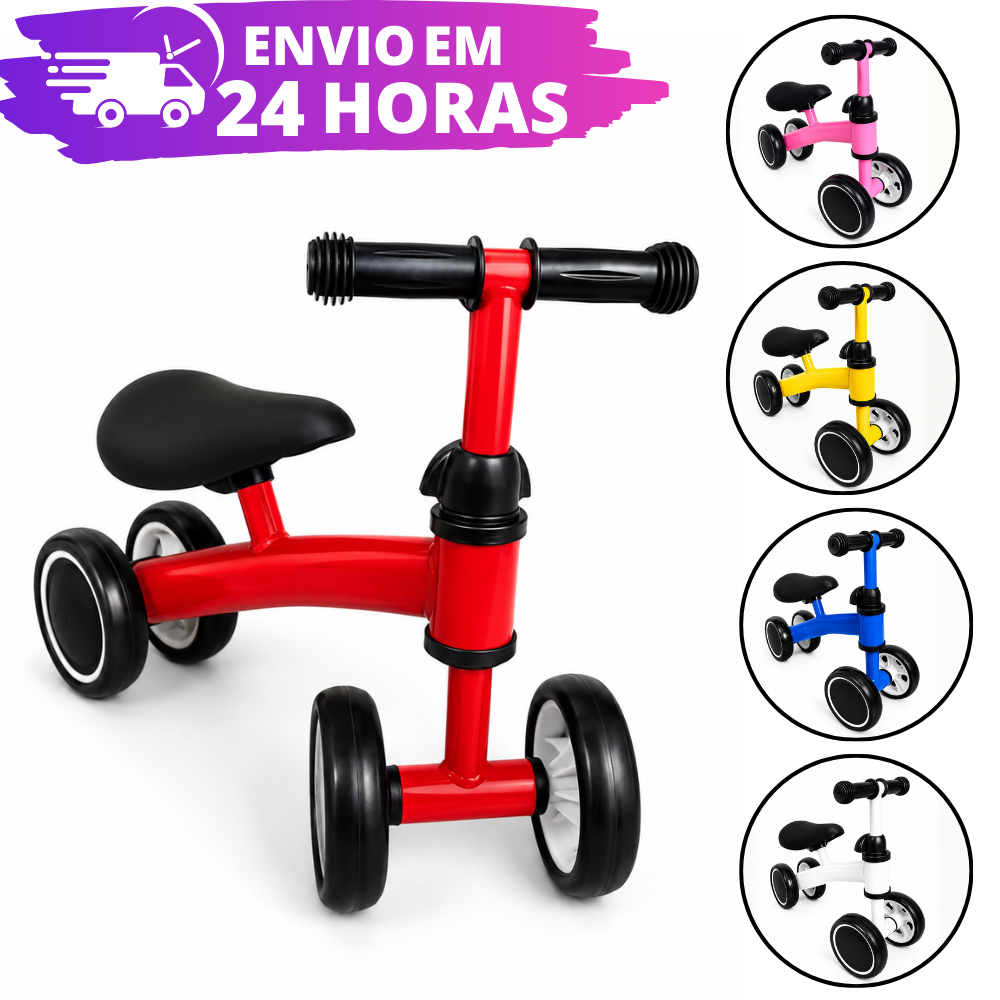 Andador/Bicicleta de Equilíbrio 4 Rodas Sem Pedal Infantil P/ Aprender a Andar