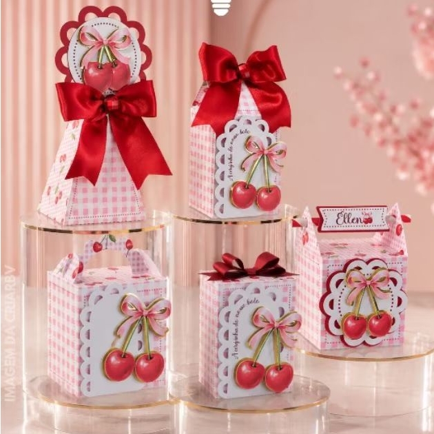 Kit festa 50 peças Cerejinha | Caixinhas Personalizadas| Lembrancinhas Infantil