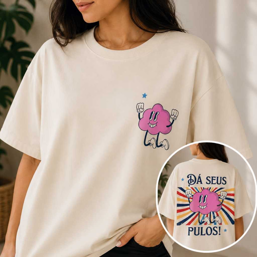 Camiseta Feminina Fitness Oversized Estampada Academia Corrida Cardio Treino 100% Algodão Dia a Dia