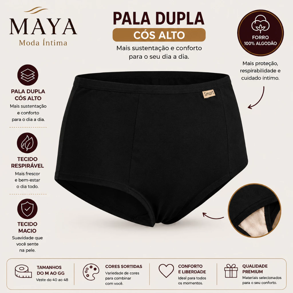 Kit 4 Calcinhas Gestante Pós Parto Pala Dupla Cós Alto — imagem 1