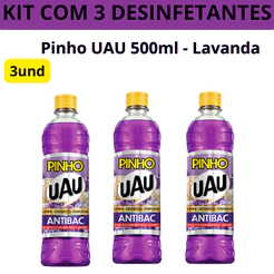 KIT UAU 3UN DESINFETANTE PINHO UAU LAVANDA 500ML