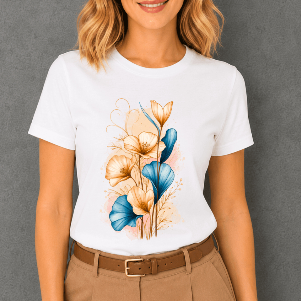 T-SHIRT BRANCA MINIMALISTA FEMININA CONFORT COM MANGA CURTA BLUSA CAMISETA BABY LOOK ESTAMPADA