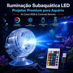 Luminária Led Rgb Submersível Aquário Com Controle Remoto