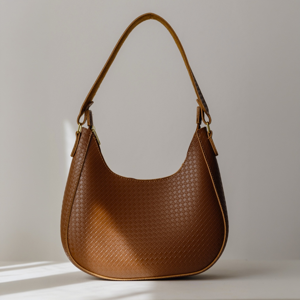 Bolsa Feminina Tricê Marrom Caramelo Baguete Espaçosa De Ombro Estilosa Casual