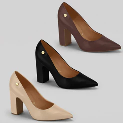 Scarpin Vizzano Feminino Salto Bloco Alto Bico Fino Conforto Original