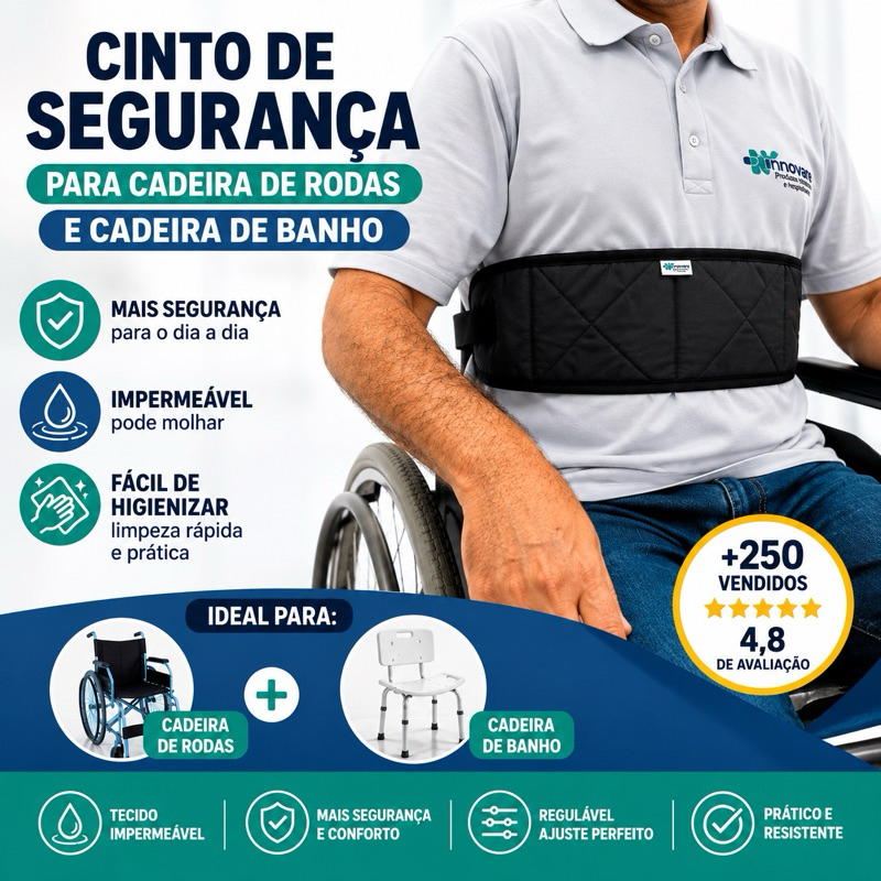 Cinto de segurança para cadeira de rodas impermeável cadeira de banho cadeirante idoso faixacontenção de adulto infantil