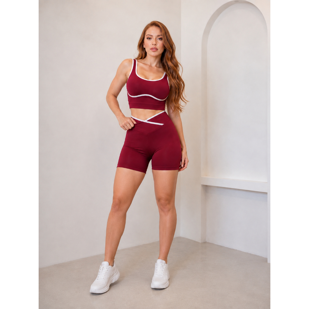 Conjunto Gringo Short e Top Cintura Alta Academia Feminino