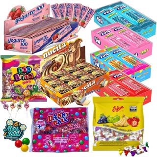 Kit Festa Rende 48 Sacolinhas Surpresa 9 Guloseimas Fini, Nucita, Bala, Aniversário Festa Infantil
