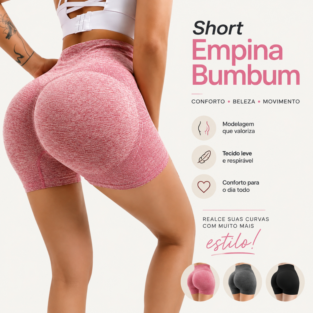 Shorts Fitness Feminino Cintura Alta Academia Levanta Bumbum Sem Costura Tamanho Unico
