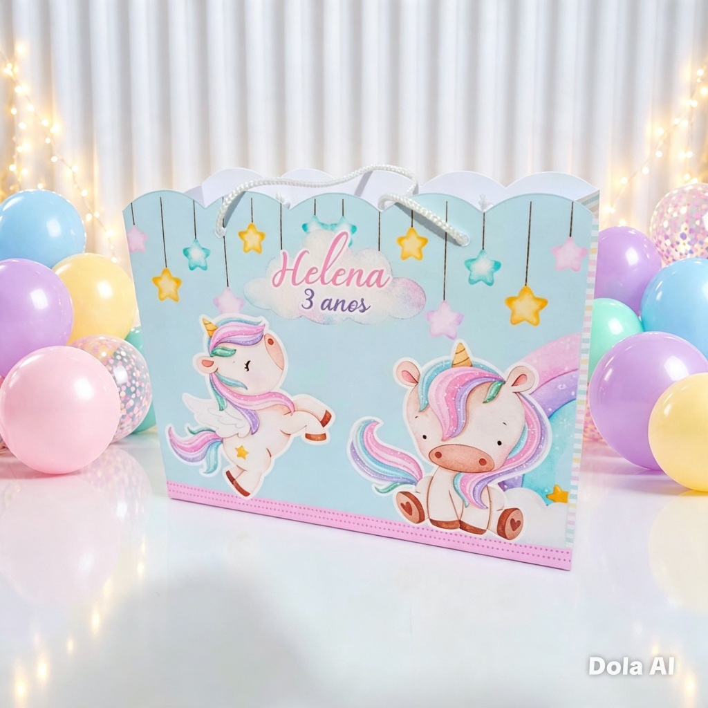Sacolinhas Personalizadas Unicórnio | Lembrancinha Festa Infantil | Aniversário
