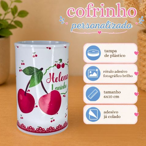 Kit Cofrinhos Personalizados tema Cerejinha festa aniversário lembrancinha