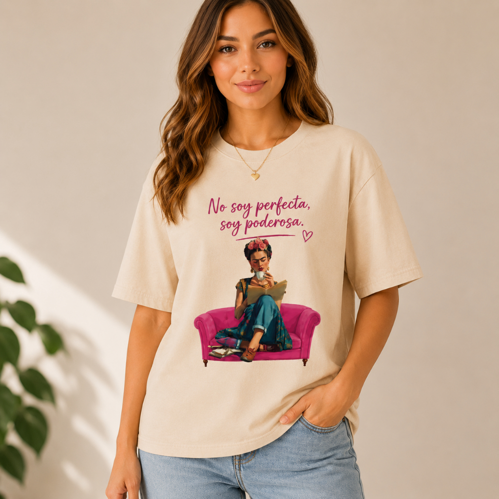 Camiseta Feminina Estampada No Soy Perfecta Soy Poderosa 100% Algodão Unissex Casual Estilosa