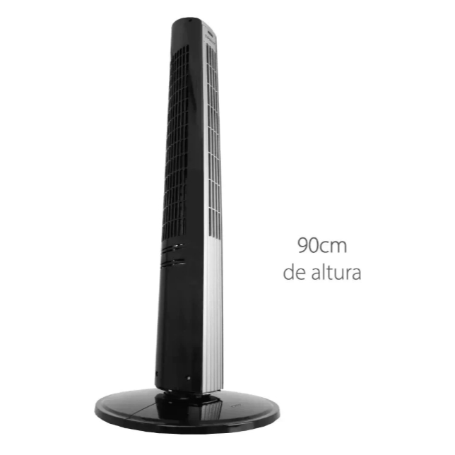 Ventilador Torre Spirit Easy 90cm Preto Prata Silencioso 127v