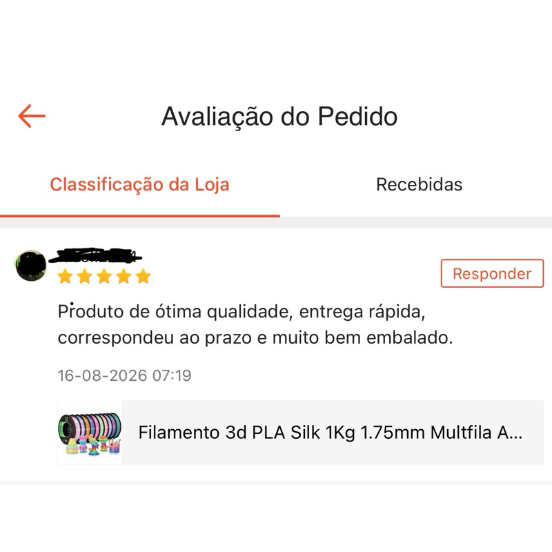 Filamento 3d PLA Silk 1Kg 1.75mm Multfila Acabamento Brilhante Diversas Cores — imagem 2 de 2
