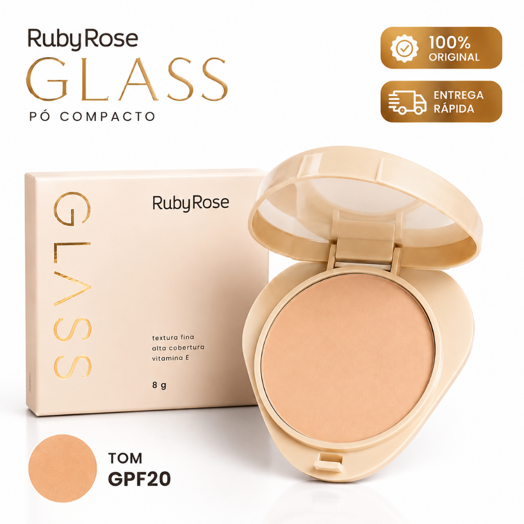 Pó compacto Glass Ruby Rose Acabamento Aveludado F20/F10