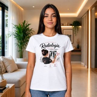 Camiseta Feminina Estampada Radiologia Moda Casual Blusa T-Shirt Feminina Estilosa Confortável Envio Imediato