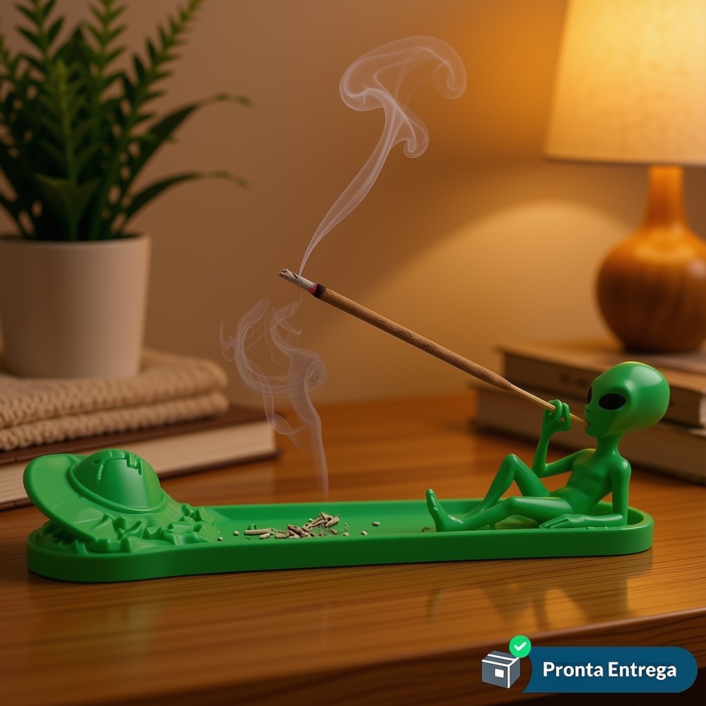 Porta Incenso ET Alienígena Divertido no Disco Voador 25cm - Porta Incenso Criativo Suporte incenso