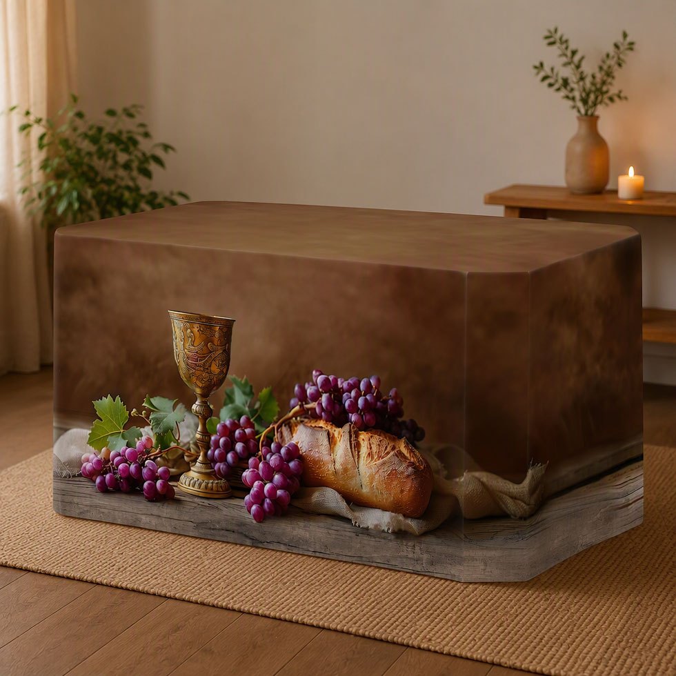Capa de Mesa Religiosa Santa Ceia Forro de Mesa Cristã Sublimado Em Tecido Veste