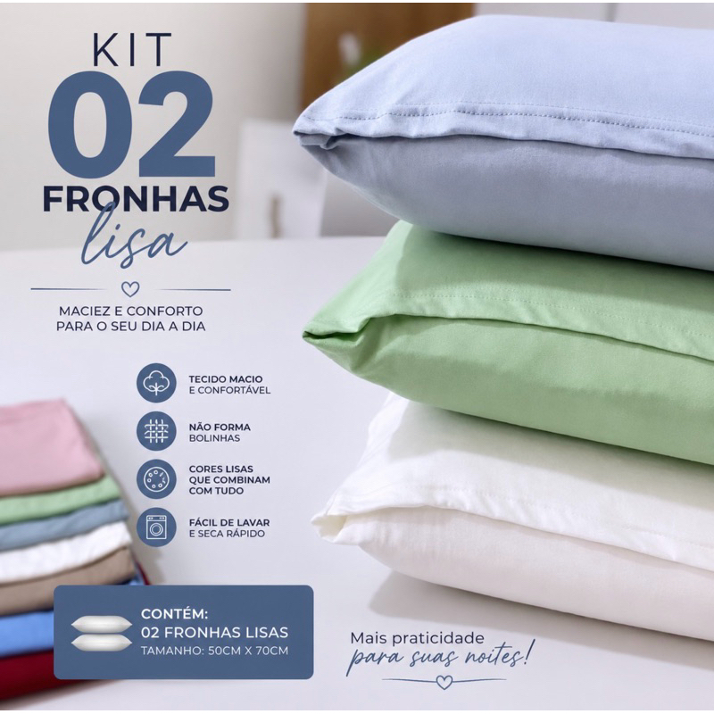 Kit com 2 Fronhas Lisa em Malha 100% Algodão Gold Home