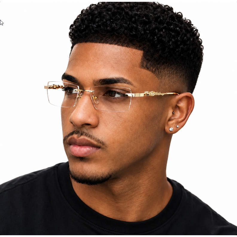 Óculos de Sol Empresário Old Money Sem Armação Metal Masculino Lentes Polarizada Óculos Escuro