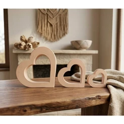 Kit 3 Corações Decorativos Minimalistas | Decoração Moderna Romântica | Sala, Quarto e Escritório