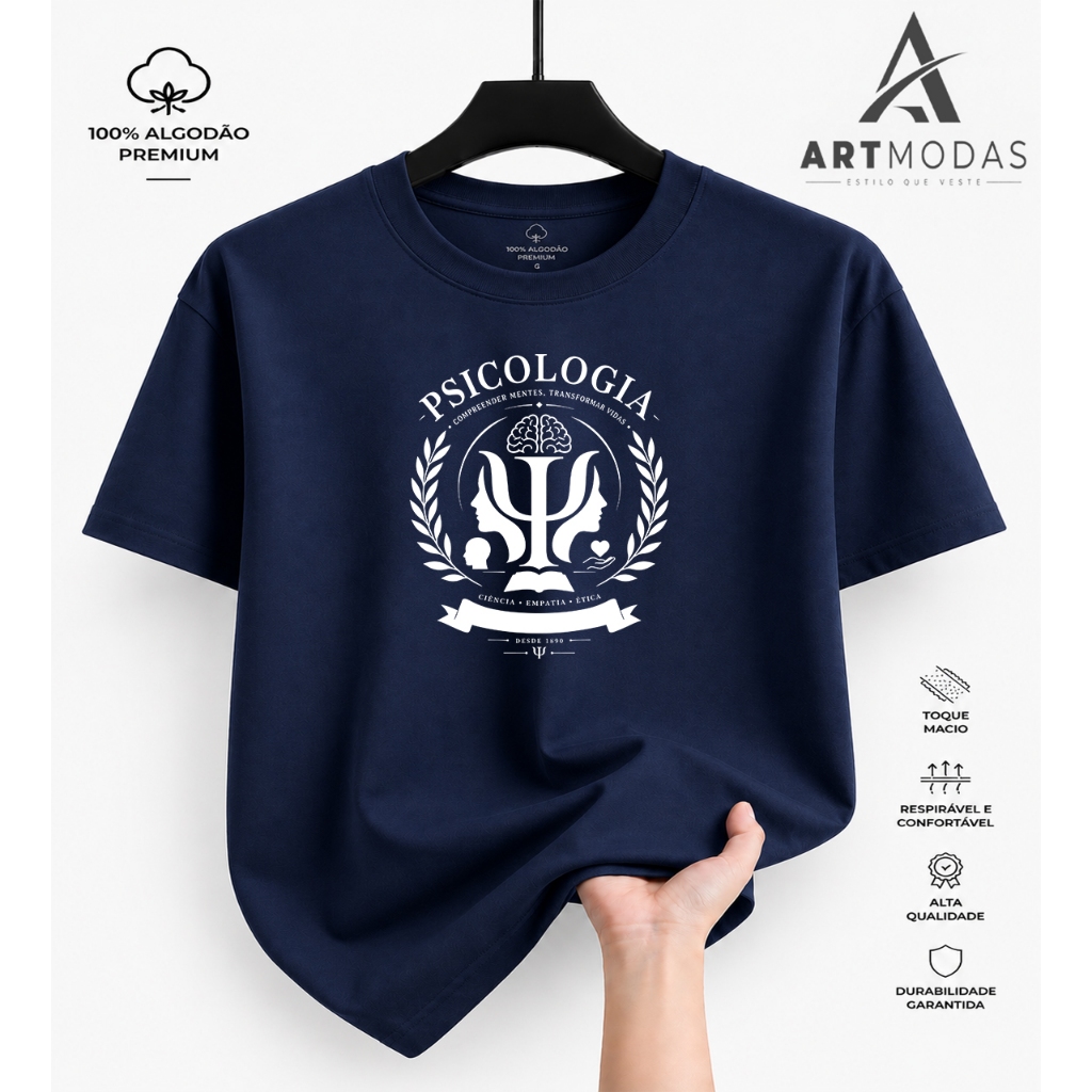 Camiseta Psicologia Faculdade Curso Estampada Unissex 100% Algodão Envio Rapido Alta Qualidade Confortavel