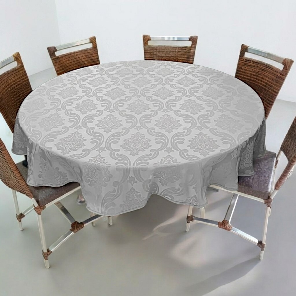 Toalha de Mesa Redonda Jacquard 4, 6, 8 Lugares/Cadeiras com Tecido Sofisticado e Durável.