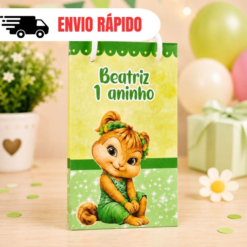 Kit 10 a 30 Sacolinhas Surpresa Personalizada Esquiletes Verdinha Lembrancinhas Festa Infantil Aniversário PEGUE E MONTE