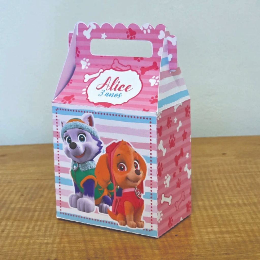 Caixinha SURPRESA Patrulha Canina Rosa personalizada  - lembrancinha de festa 10/20/30/40 unidades