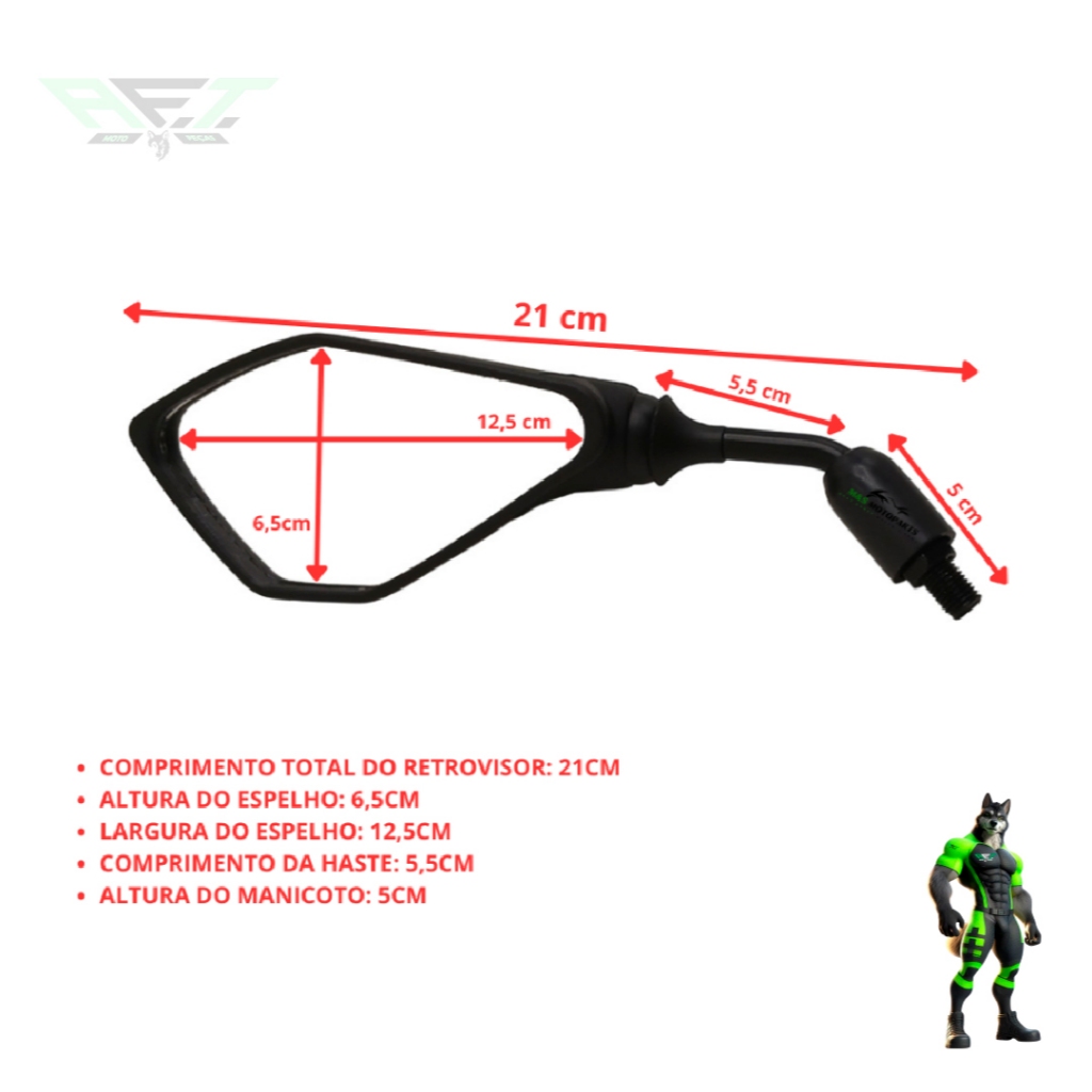 Retrovisor Esportivo Kawasaki Z400 Mini Rosca Honda · foto 2