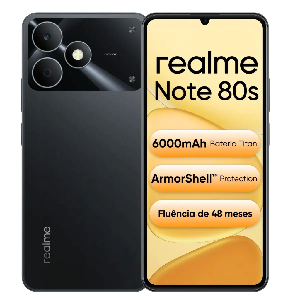 Celular realme Note 80S Smartphone 4+128 GB Original Versão Global Bateria 6000mAh Câmera 8MP P54 Tela 6.74"