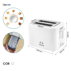 Torradeira Eletrica Pao de Forma 2 Fatias 7 Niveis 650W Bandeja Removivel Branca Onistek