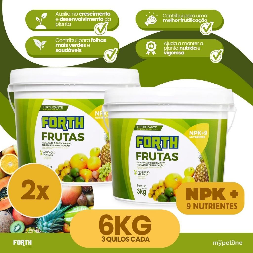 Kit 2 Adubo Fertilizante Forth Frutas 3kg - Floração/Nutrição