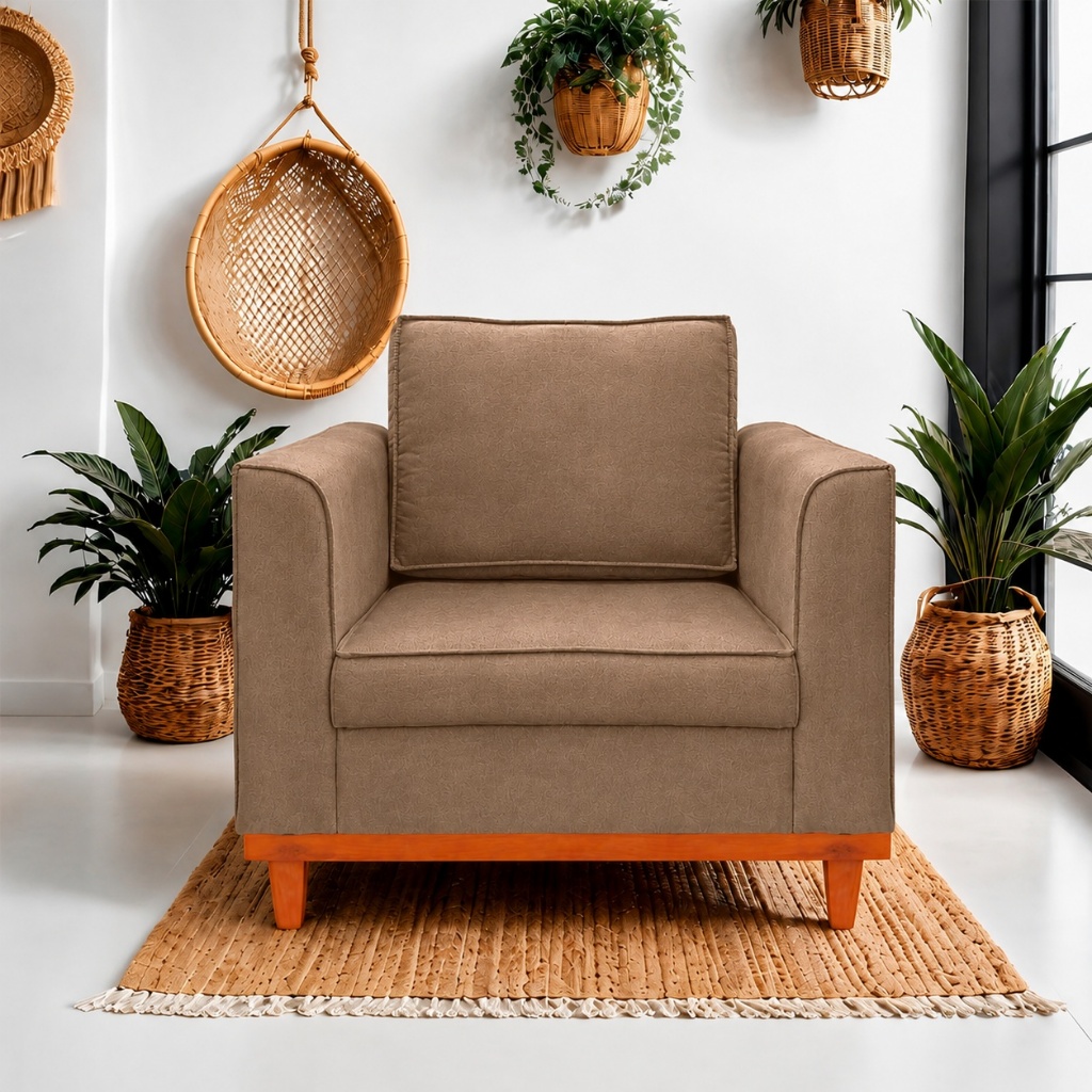 Poltrona Beny Decoração Reforçada Sala de Estar Moderna Suede Capuccino — imagem 2 de 2