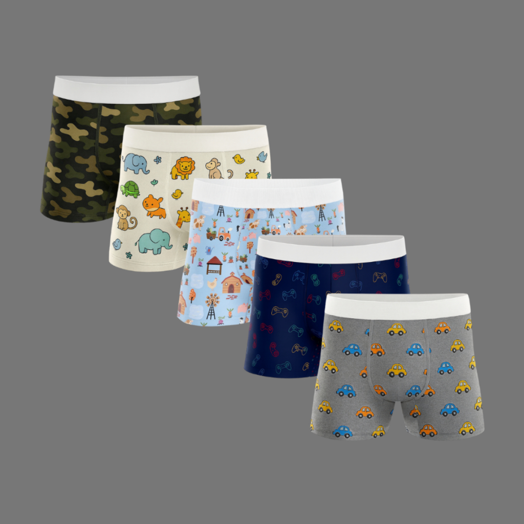 Kit 5 Cuecas Boxer Infantil Microfibra