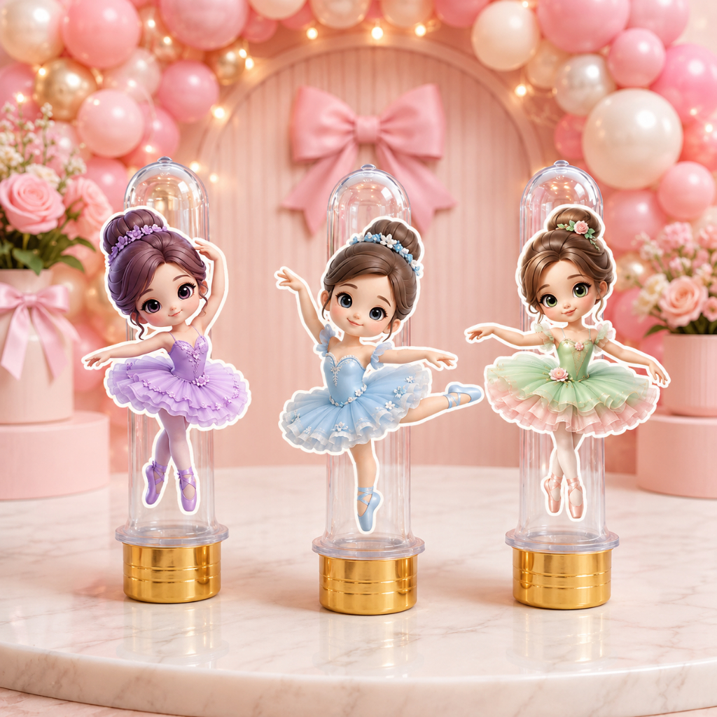 Aplique para Tubete Bailarinas | Decoração Festa Infantil | Lembrancinha Aniversário | Papel Fotográfico