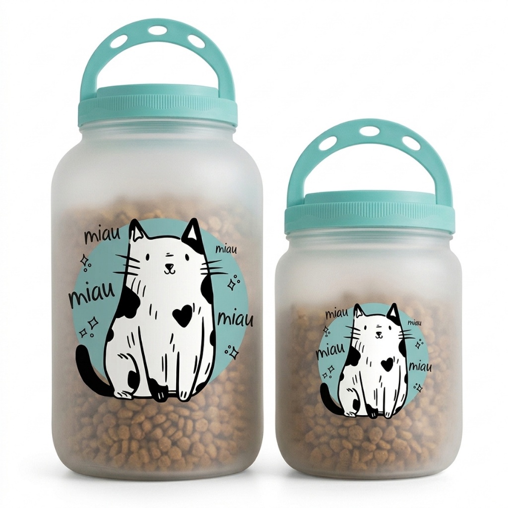 Pote Ração Armazenador 3,6L Porta Guarda Ração Com Alça Gato Cachorro Contêiner Dispenser Pet Com Tampa Portátil