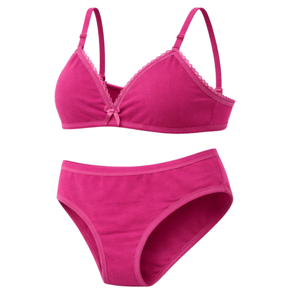 Kit 3 Conjuntos Lingerie Juvenil Adolescente Sutiã Top Calcinha Algodão Sem Bojo Antialérgico Primeiro Sutiã