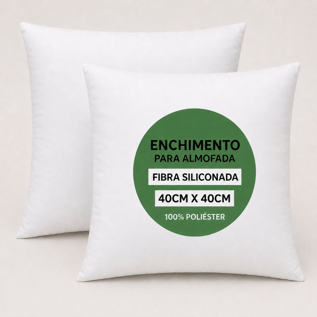 Kit 2 Enchimentos Refil Almofada 40x40 Fibra Siliconada Antialérgico Decorativa Premium Qualidade